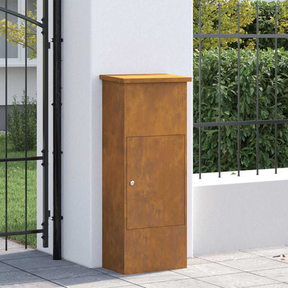 Parcel Drop Box Rusty 17.52 x 11.42 x 43.50 in Weathering Steel