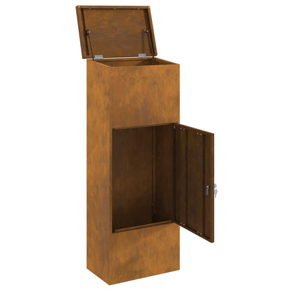 Parcel Drop Box Rusty 17.52 x 11.42 x 43.50 in Weathering Steel