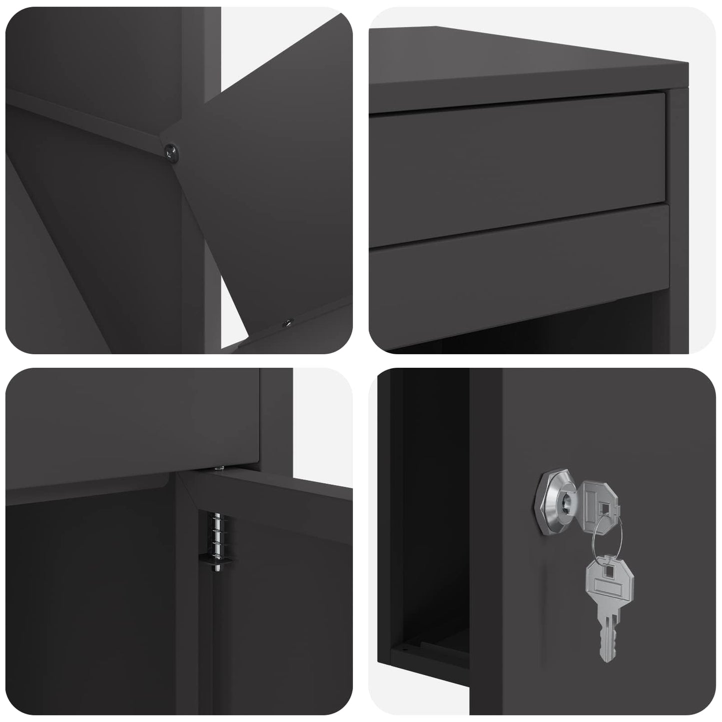 Parcel Drop Box with Door Black 16.14 x 14.96 x 40.55 in Steel