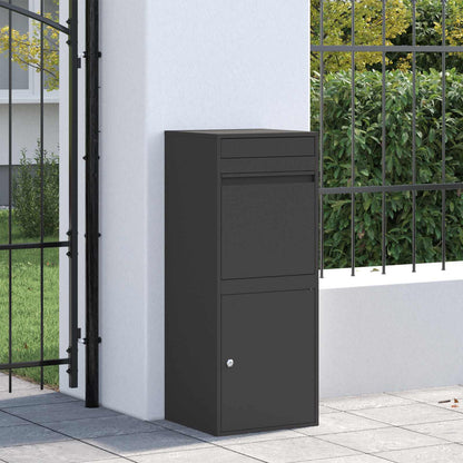Parcel Drop Box with Door Black 16.14 x 14.96 x 40.55 in Steel