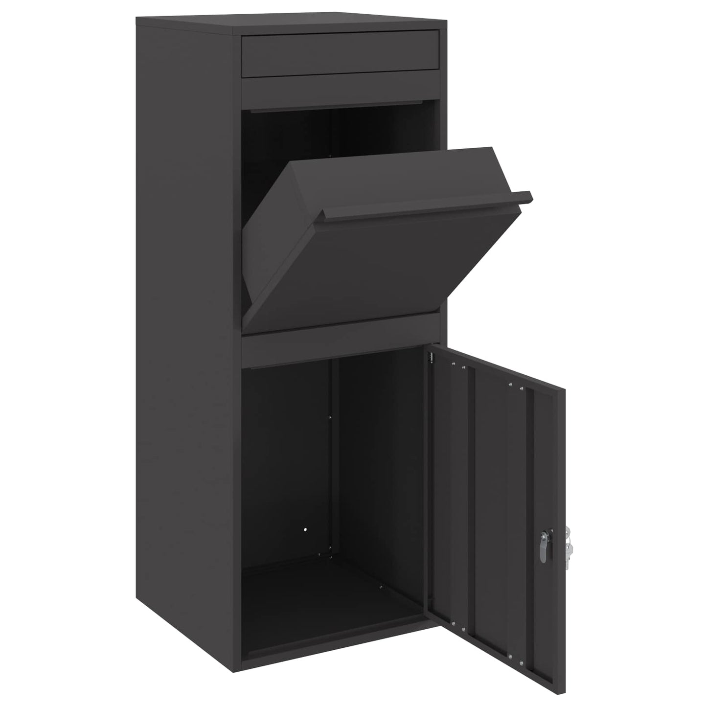 Parcel Drop Box with Door Black 16.14 x 14.96 x 40.55 in Steel