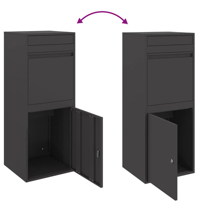 Parcel Drop Box with Door Black 16.14 x 14.96 x 40.55 in Steel