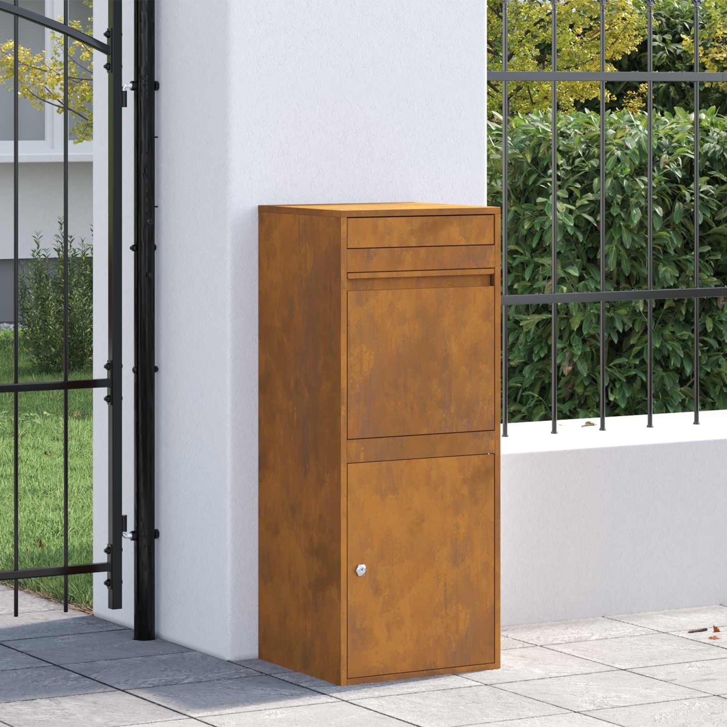 Parcel Drop Box Rusty 16.14 x 14.96 x 40.55 in Weathering Steel