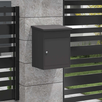 Parcel Drop Box with Storage Black 47.5 x 38 x 59 cm Steel