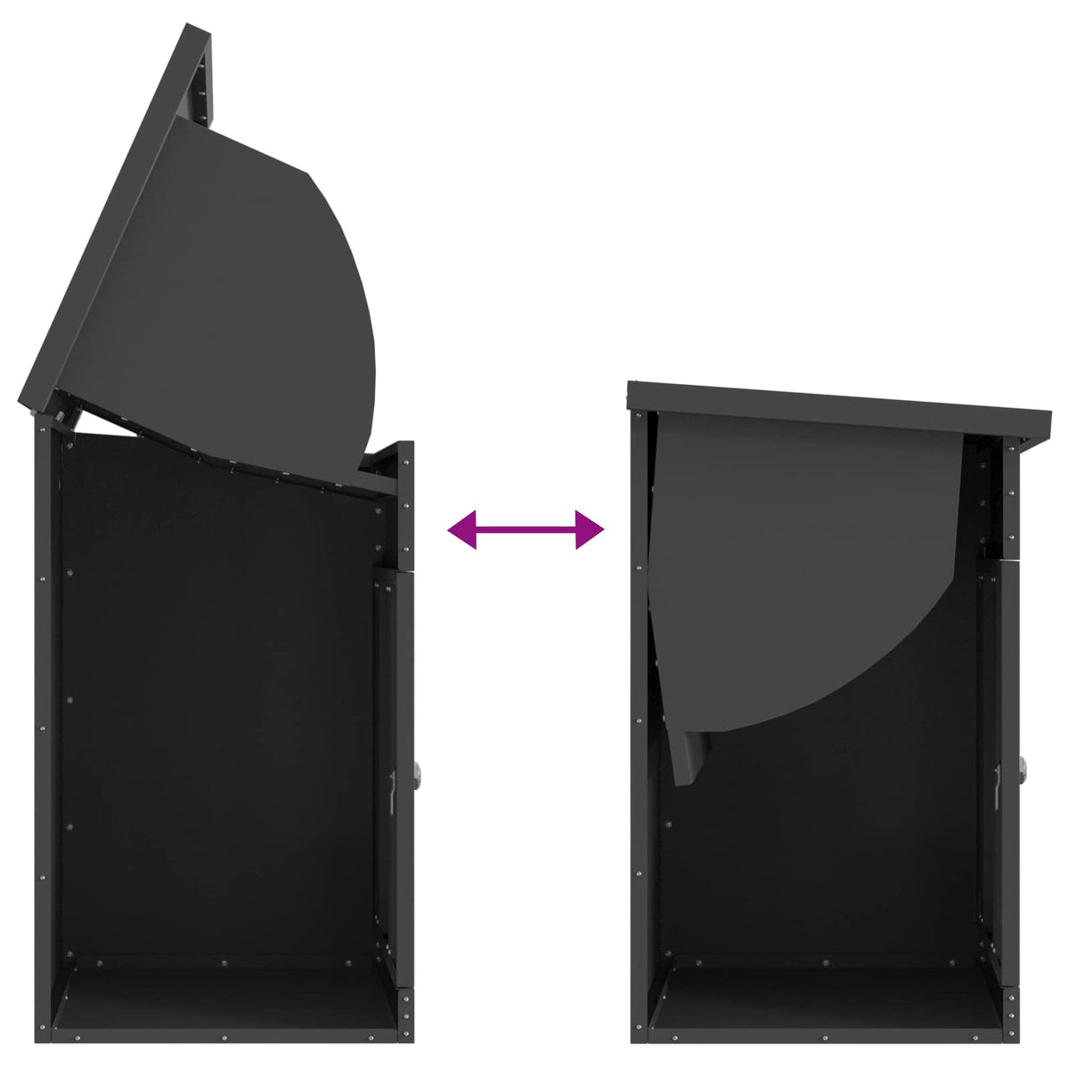 Parcel Drop Box with Storage Black 47.5 x 38 x 59 cm Steel