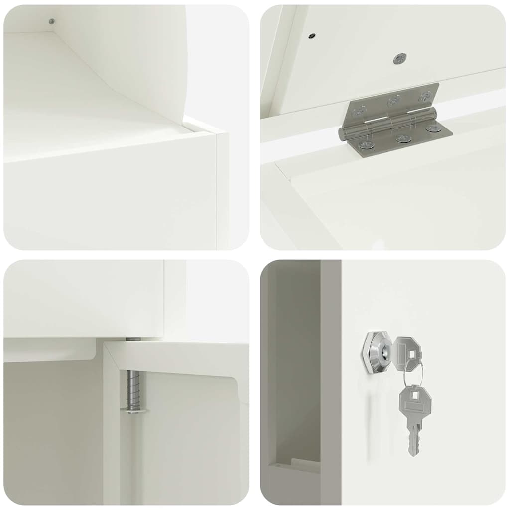 Parcel Drop Box with Storage White 47.5 x 38 x 59 cm Steel