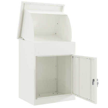 Parcel Drop Box with Storage White 47.5 x 38 x 59 cm Steel
