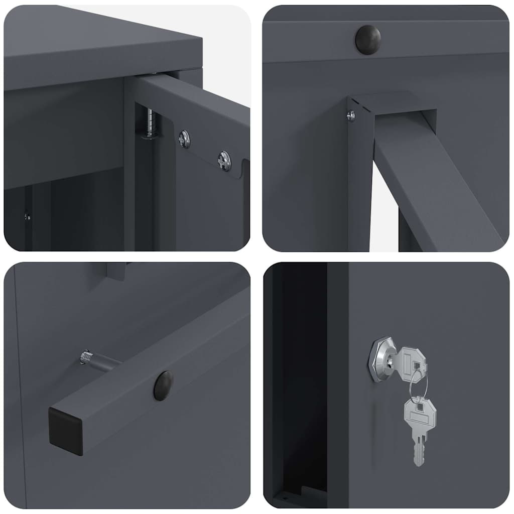 Mailbox with Storage with Door Anthracite 30 x 20 x 55 cm Steel