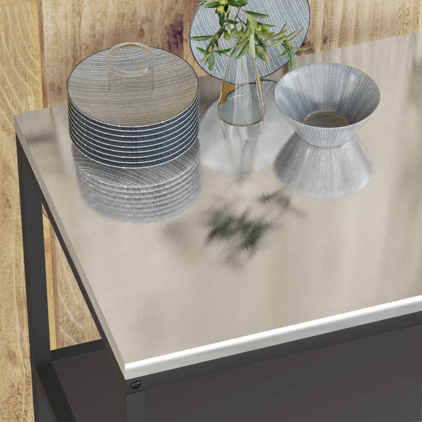 Kitchen Storage with Shelf Black 90 x 50 x 92 cm Steel