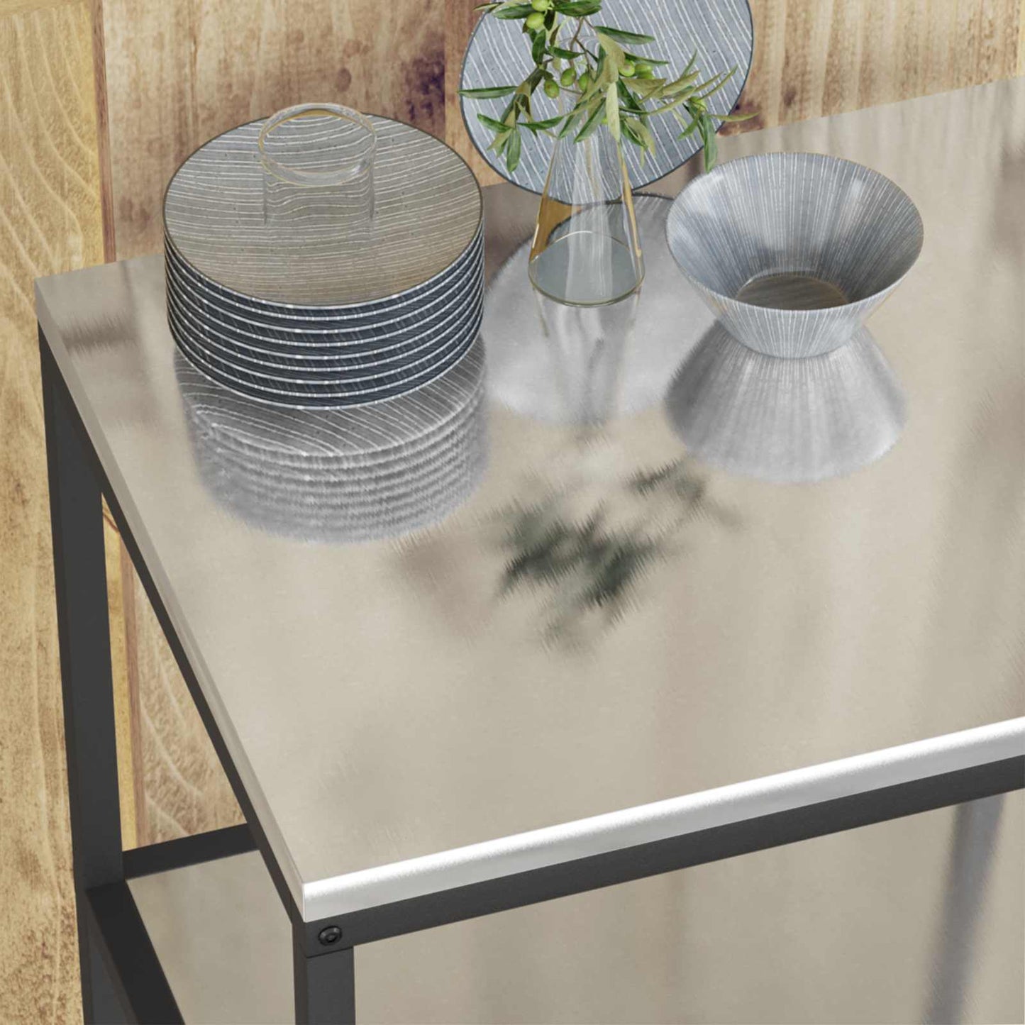 Kitchen Storage with Shelf Silver 90 x 50 x 92 cm Steel