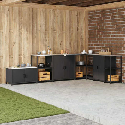 Kitchen Storage Shelf with Shelf with Storage Black Steel