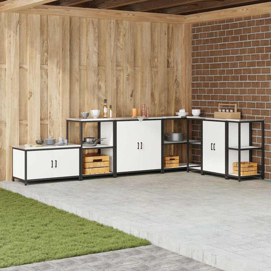 Kitchen Storage Shelf with Shelf with Storage White Steel