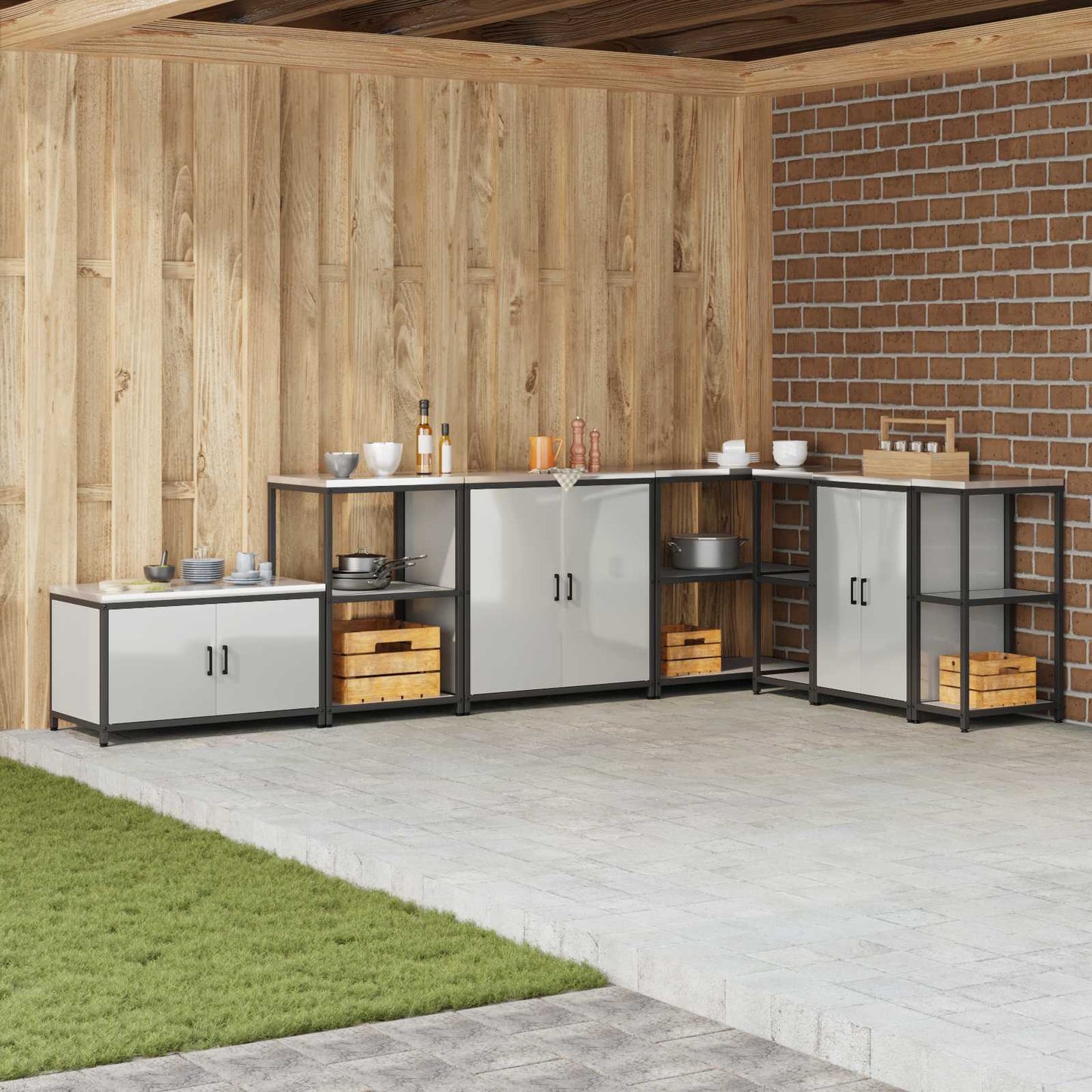 Kitchen Storage HATTEM Silver 60 x 50 x 92 cm Steel