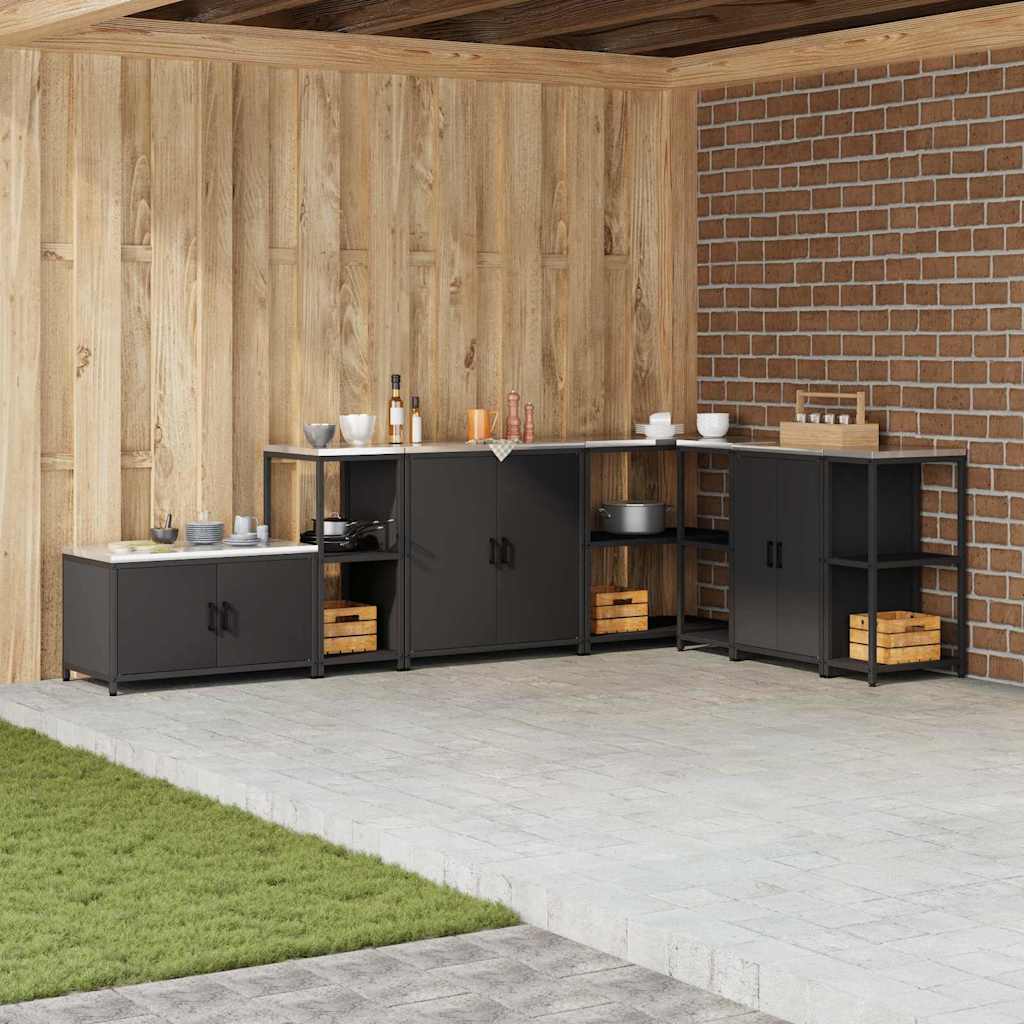 Kitchen Storage Shelf with Shelf with Storage Black Steel
