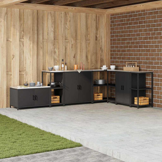 Kitchen Storage Shelf with Shelf with Storage Black Steel