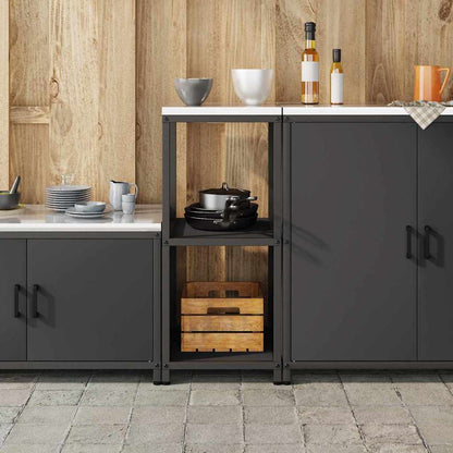 Kitchen Storage Shelf with Shelf with Storage Black Steel