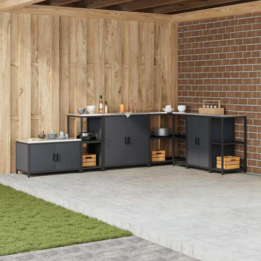 Kitchen Storage Shelf with Shelf with Storage Anthracite Steel