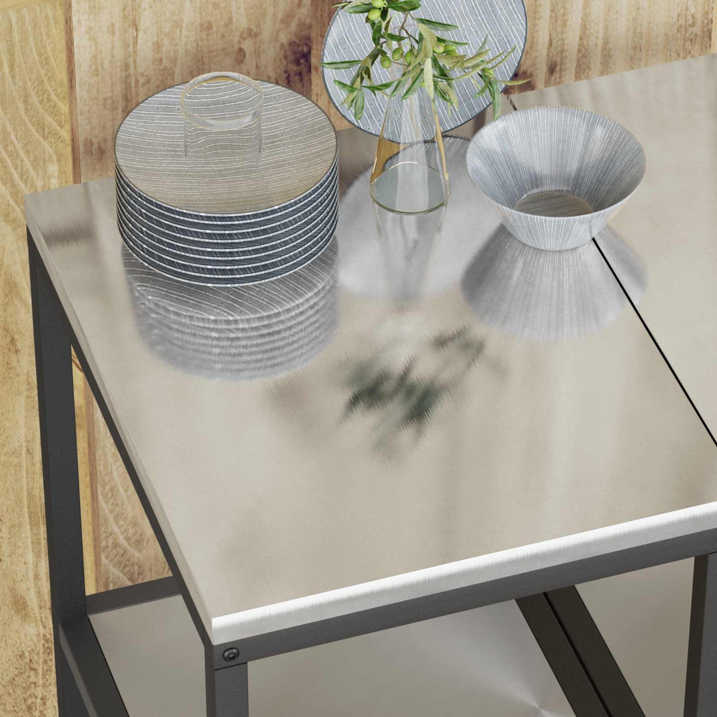 Kitchen Storage with Shelf Silver 40 x 50 x 92 cm Steel