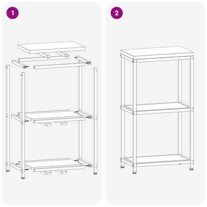 Kitchen Storage Shelf with Shelf with Storage White Steel