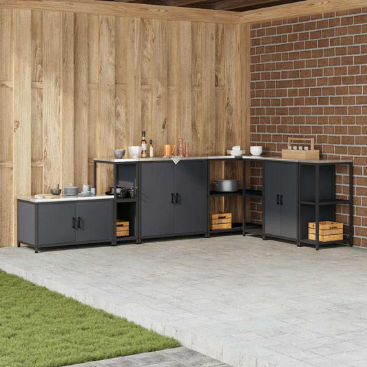 Kitchen Storage Shelf with Shelf with Storage Anthracite Steel