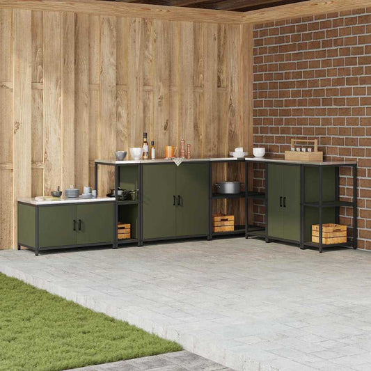 Kitchen Storage Shelf with Shelf with Storage Olive green Steel