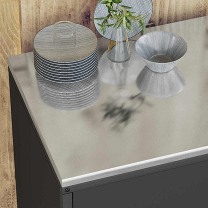 Kitchen Storage Cabinet with Shelf with Storage Black Steel