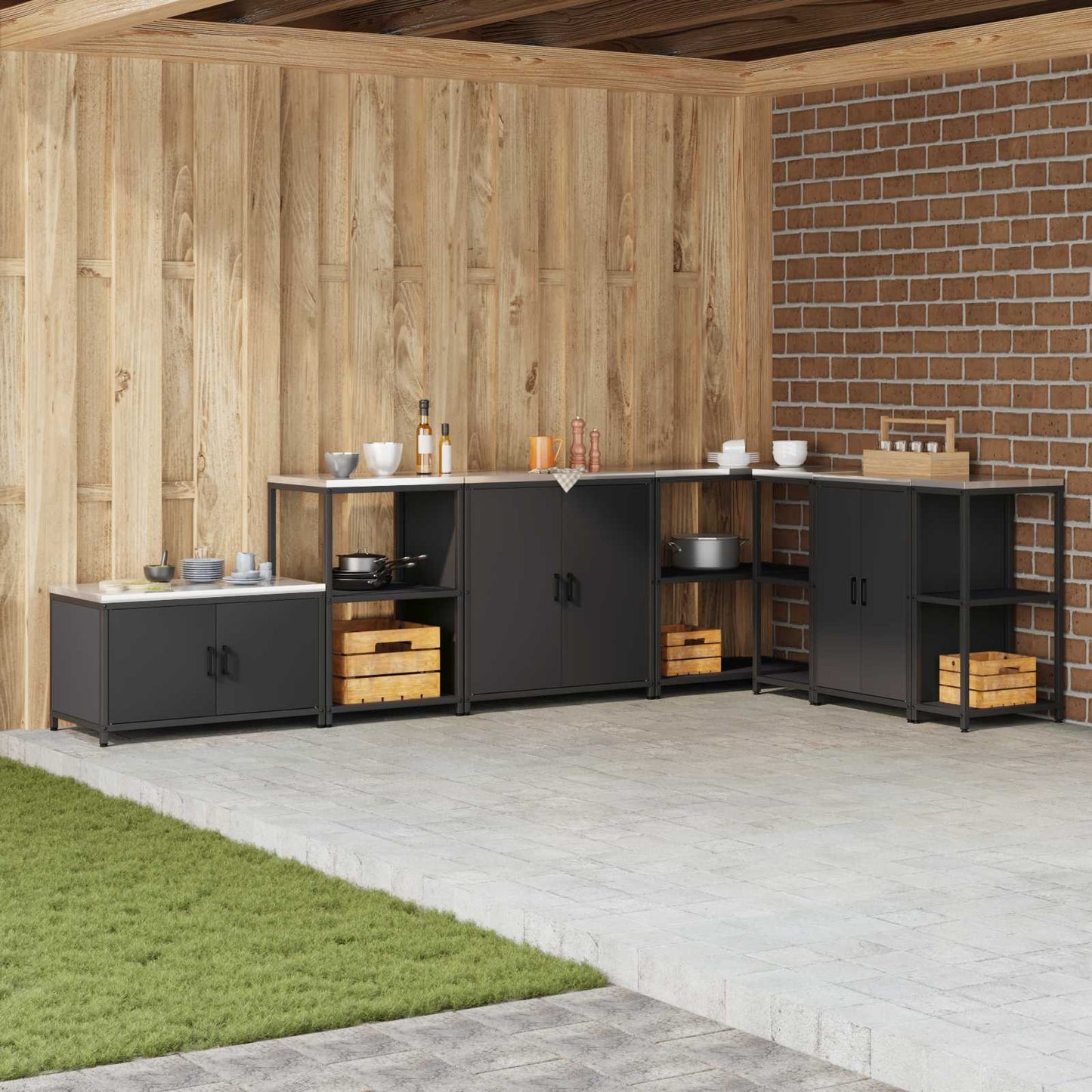 Kitchen Storage with Shelf Black 90 x 50 x 92 cm Steel