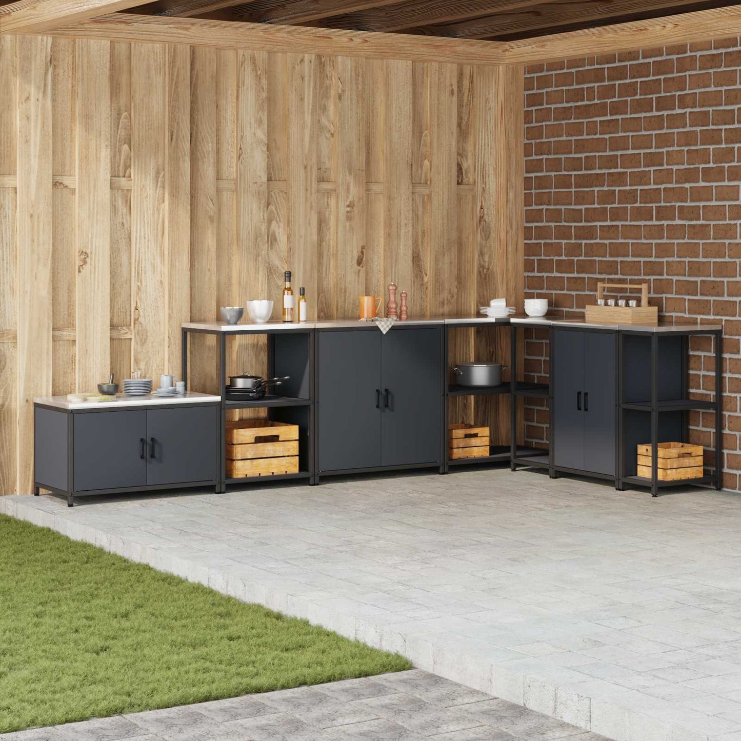Kitchen Storage with Shelf Anthracite 90 x 50 x 92 cm Steel
