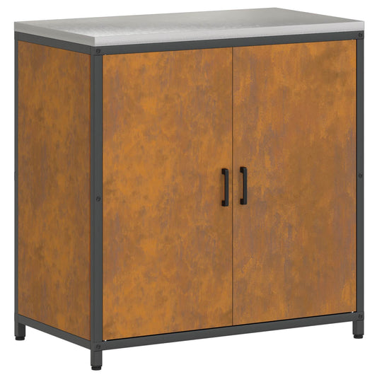 Kitchen Storage Cabinet HATTEM Rusty 90 x 50 x 92 cm Steel