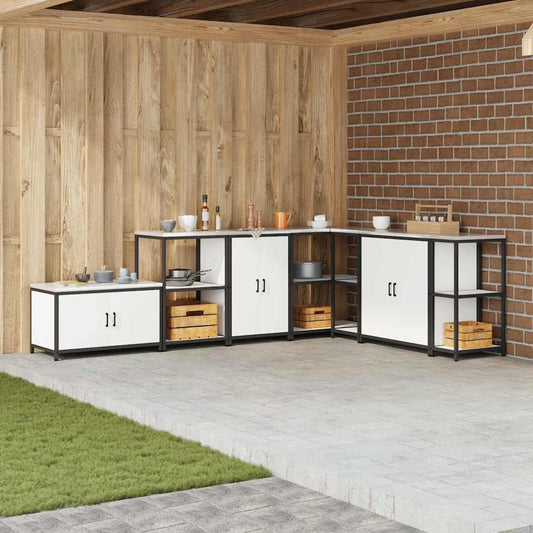 Kitchen Storage Cabinet with Shelf with Storage White Steel