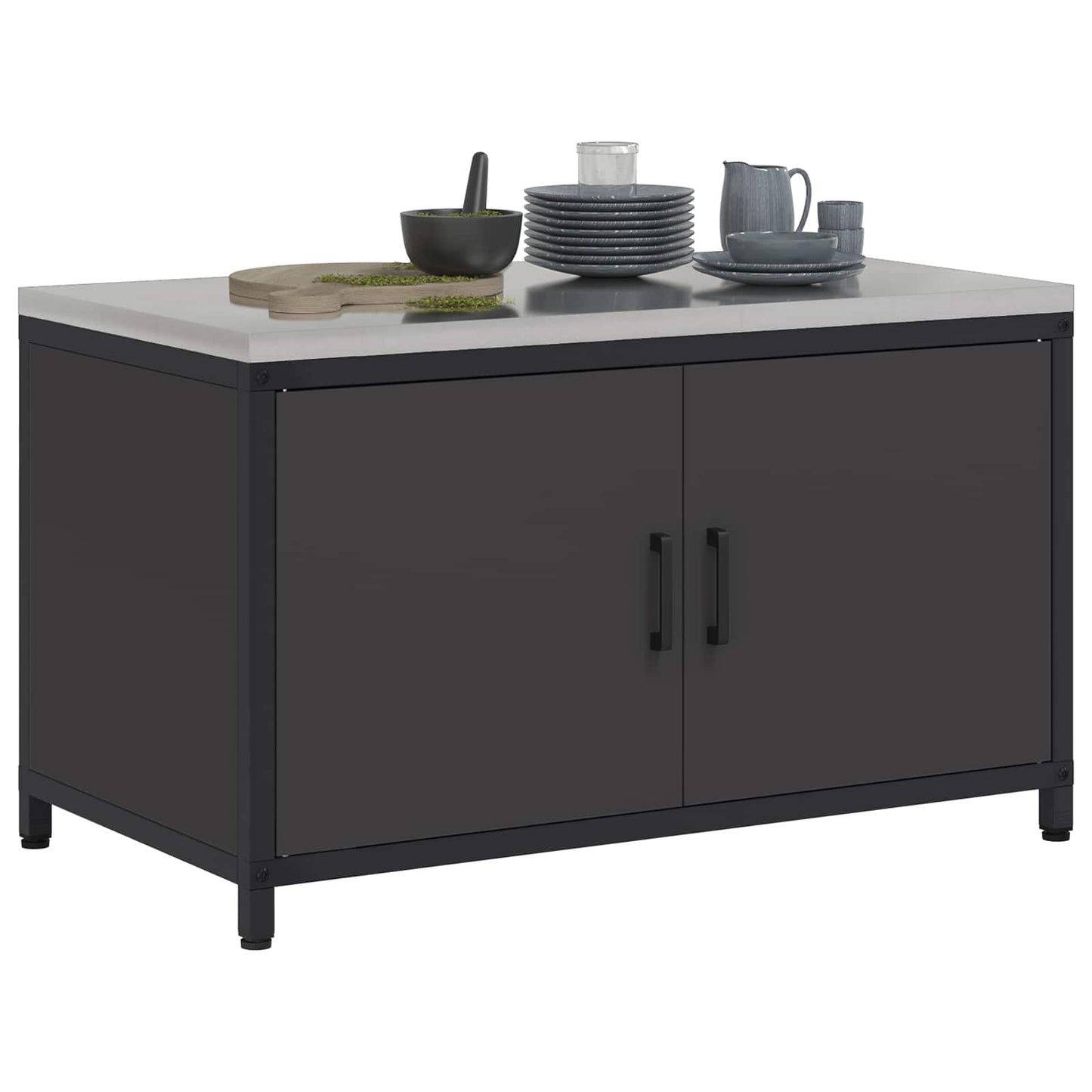 Kitchen Storage Cabinet HATTEM Black 90 x 50 x 53 cm Steel