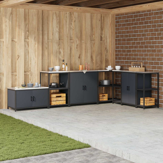 Kitchen Storage Cabinet HATTEM Anthracite 90 x 50 x 53 cm Steel