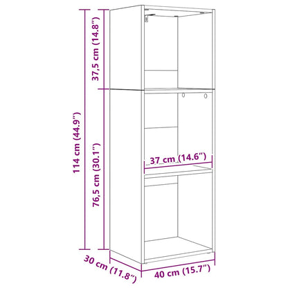 Bookcase Black oak 40 x 30 x 114 cm Engineered Wood