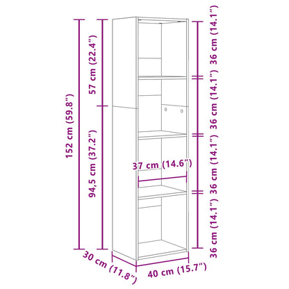 Bookshelf Black Oak 40 x 30 x 152 cm Engineered Wood