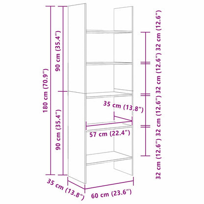 Book Cabinet Old Wood 60 x 35 x 180 cm Engineered Wood