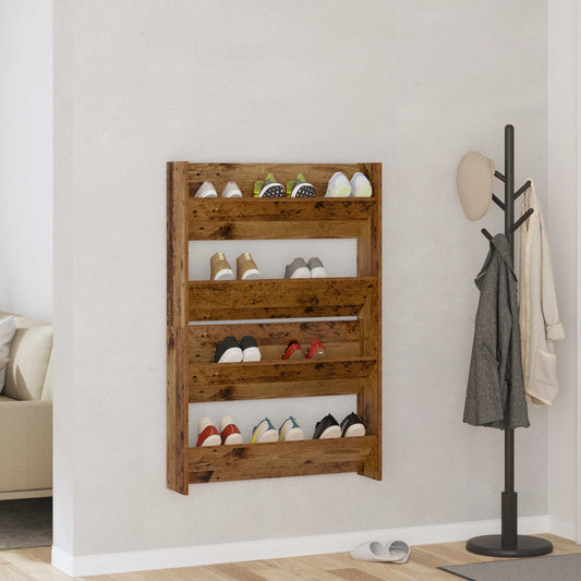 Shoe Cabinet 2 pcs 80 x 18 x 60 cm Engineered Wood Old wood