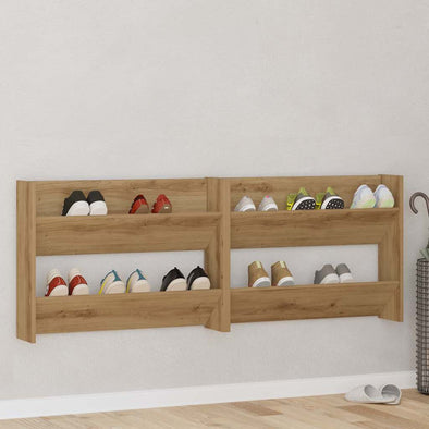 Wall Shoe Cabinet with Shelf 2 pcs Artisan oak Engineered wood