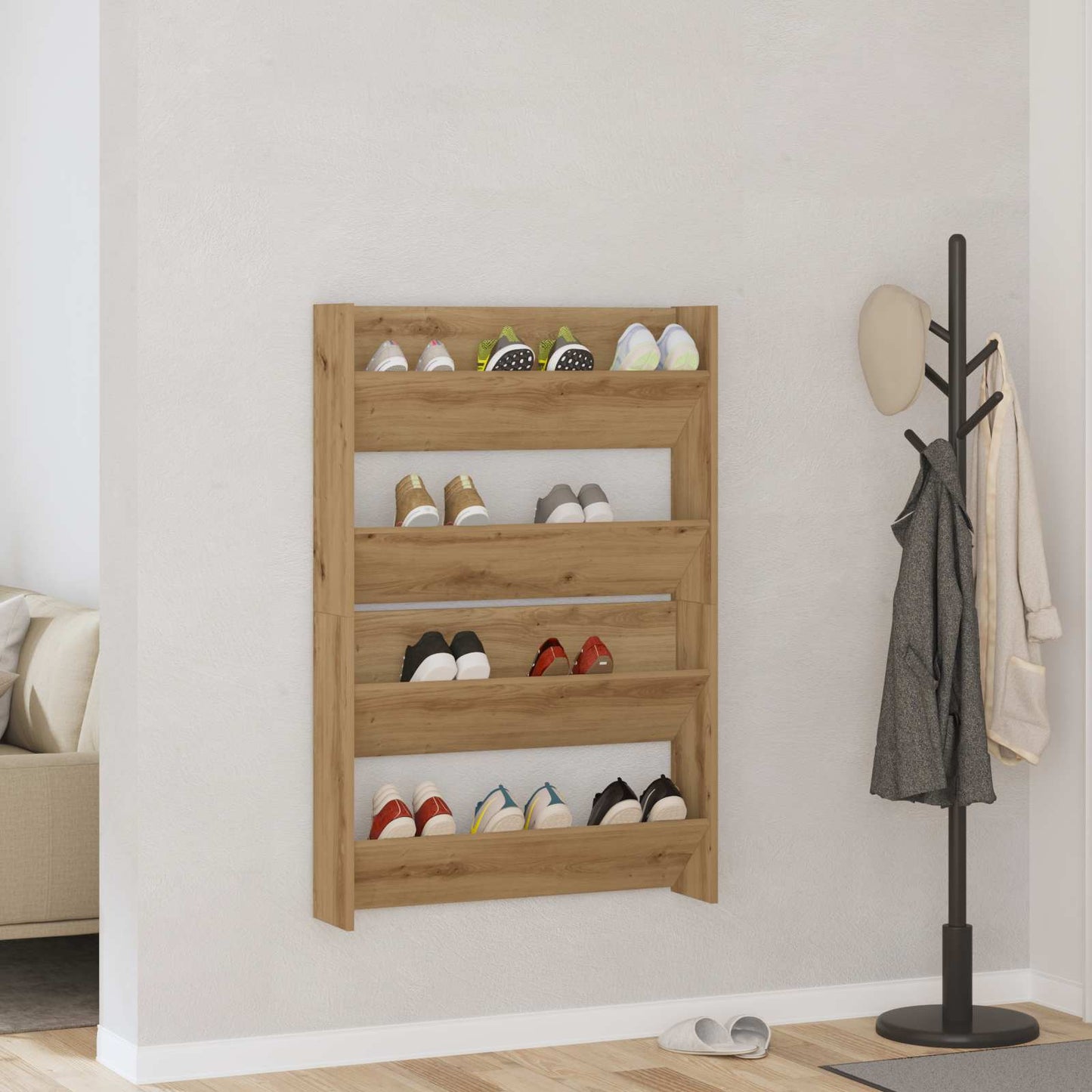 Shoe Cabinet 2 pcs 81 x 18 x 60 cm Engineered Wood Artisan Oak