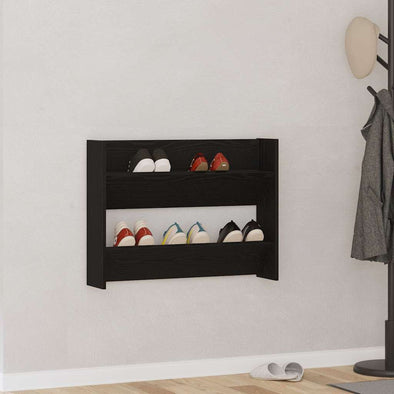 Wall Shoe Cabinet with Shelf Wall-mounted Other with Storage Black oak Engineered wood