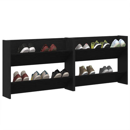 Shoe Cabinet 2 pcs Black Oak 83 x 18 x 60 cm Engineered Wood