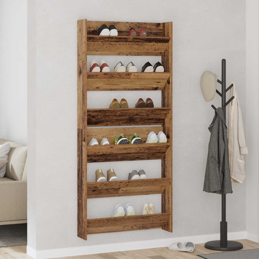 Shoe Cabinet 2 pcs 84 x 18 x 90 cm Engineered Wood Old wood