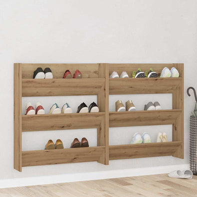 Wall Shoe Cabinet with Shelf 2 pcs Artisan oak Engineered wood