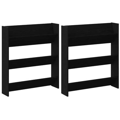 Shoe Cabinet 2 pcs Black Oak 86 x 18 x 90 cm Engineered Wood