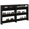 Wall Shoe Cabinet with Shelf Wall-mounted Other with Storage 2 pcs Black oak Engineered wood