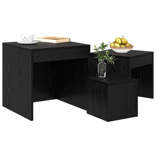 Coffee Table 3 pcs Black Oak 45 x 45 x 45 cm Engineered Wood
