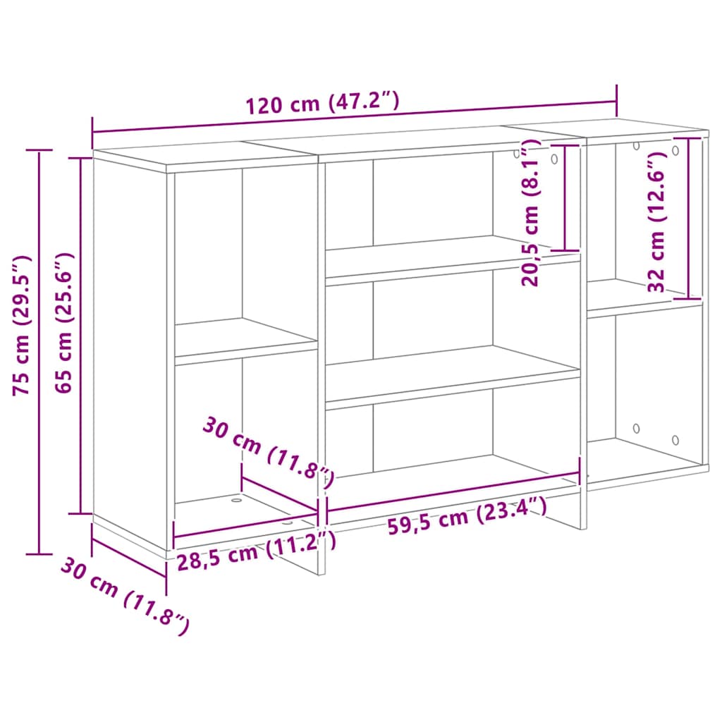 Sideboard Black Oak 120 x 30 x 75 cm Engineered Wood