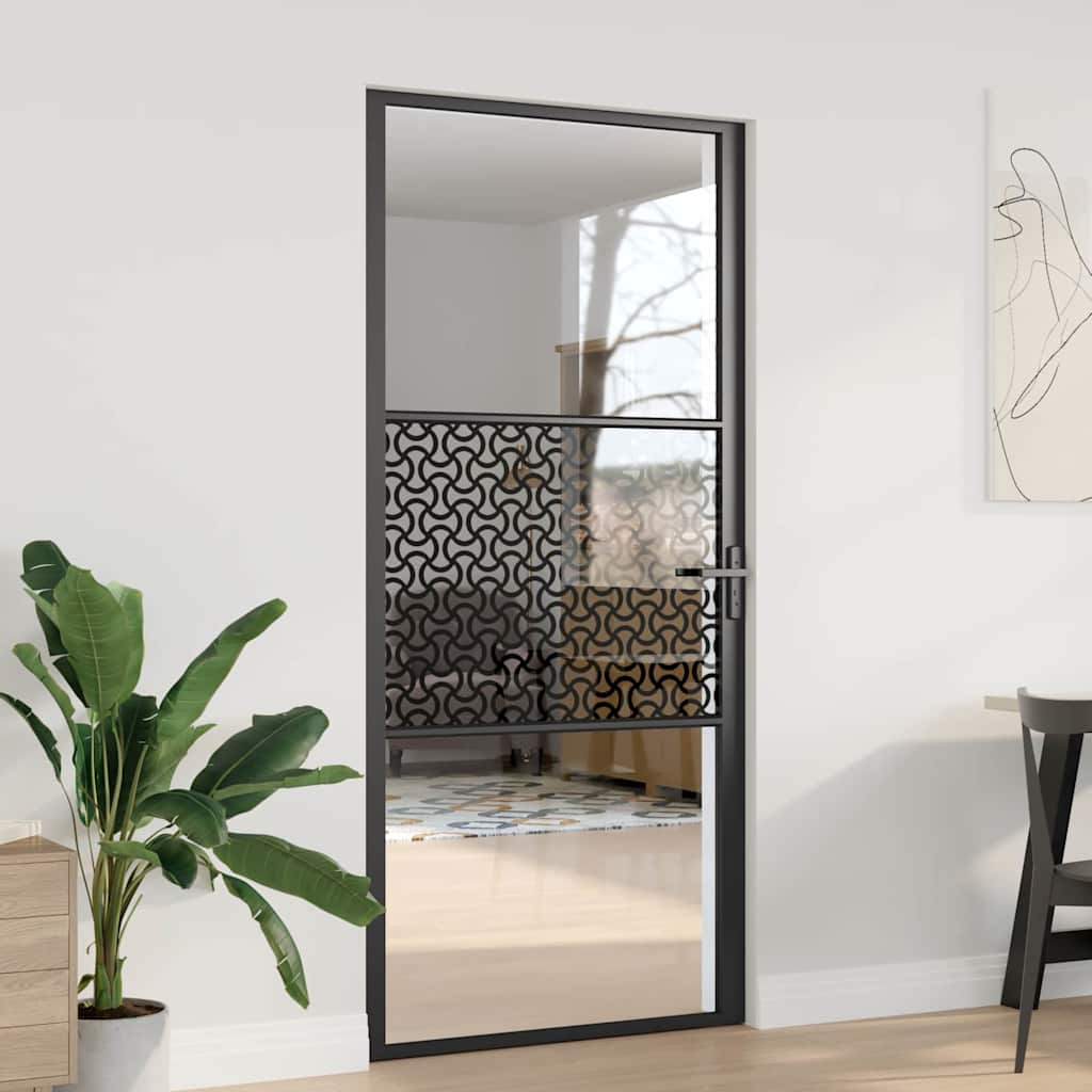 Glass Door Fretwork Black 93 x 3.5 x 201.5 cm Aluminium