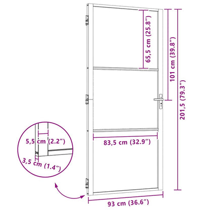 Glass Door Fretwork Black 93 x 3.5 x 201.5 cm Aluminium