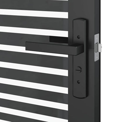 Glass Door Striped Black 76 x 3.5 x 201.5 cm Aluminium