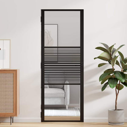 Glass Door Striped Black 76 x 3.5 x 201.5 cm Aluminium